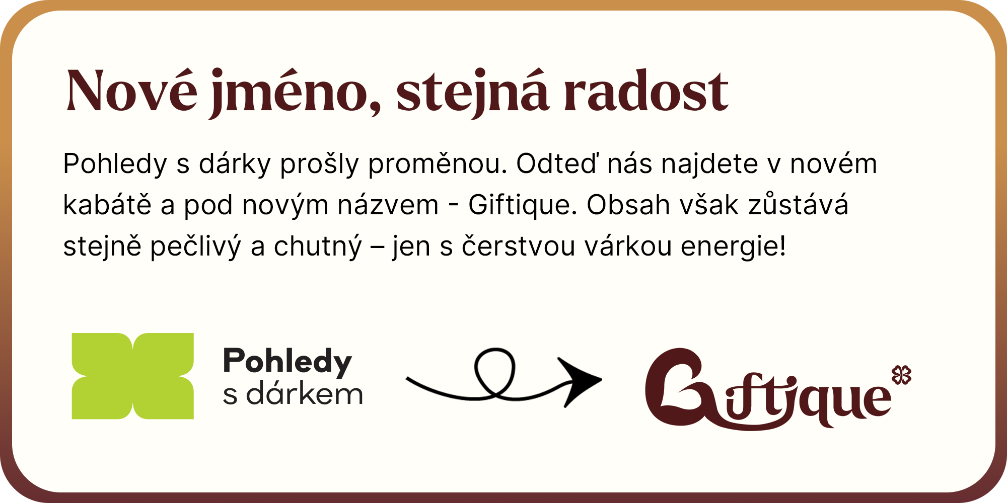 Pohledy s dárkem se mění na Giftique